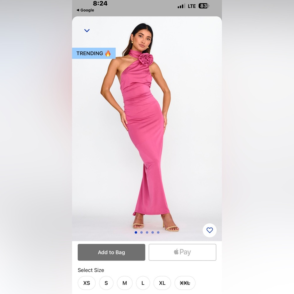 Selfie Leslie Amora Rose Halterneck Maxi Dress Hot Pink